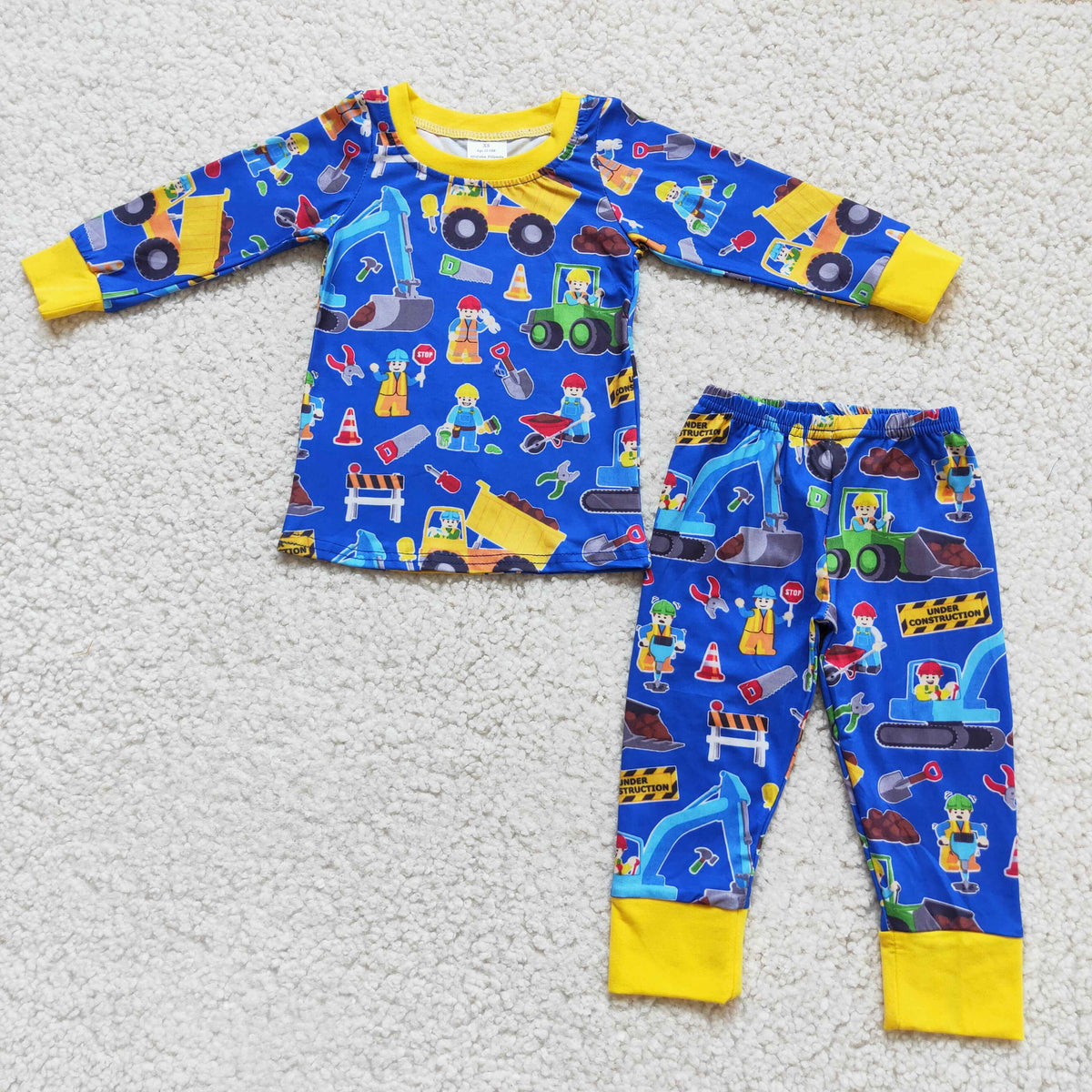 Excavator print boy long sleeve pajamas - BIG FRENCHIES