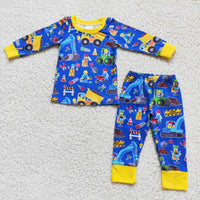 Excavator print boy long sleeve pajamas - BIG FRENCHIES