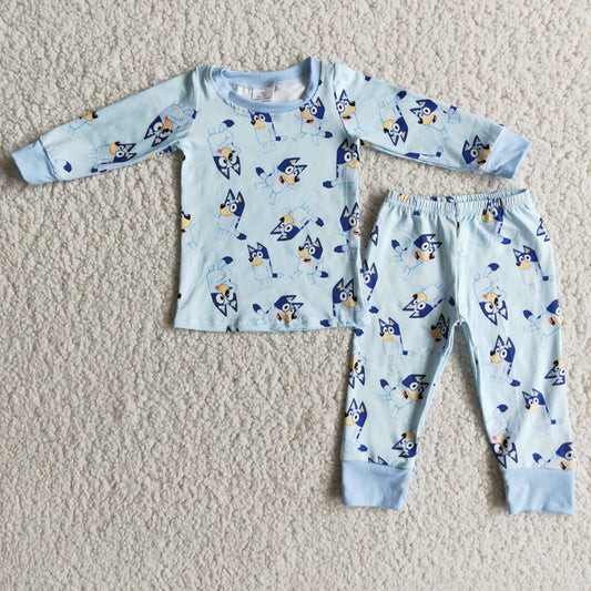 Blue dog long sleeve boy pajamas - BIG FRENCHIES