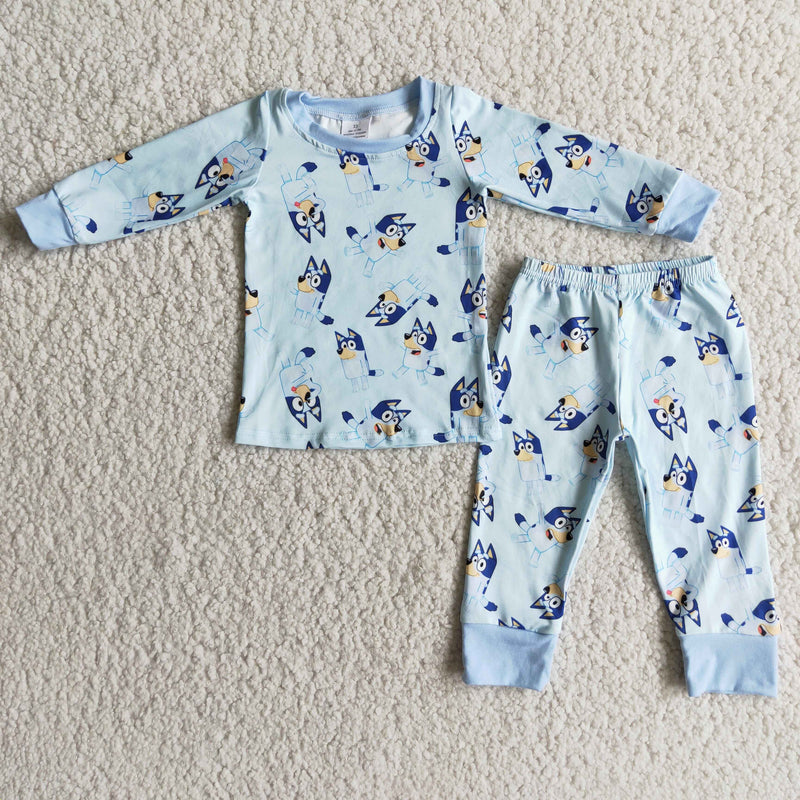Blue dog long sleeve boy pajamas - BIG FRENCHIES