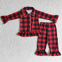 Buffalo plaid girls Christmas pajamas - BIG FRENCHIES