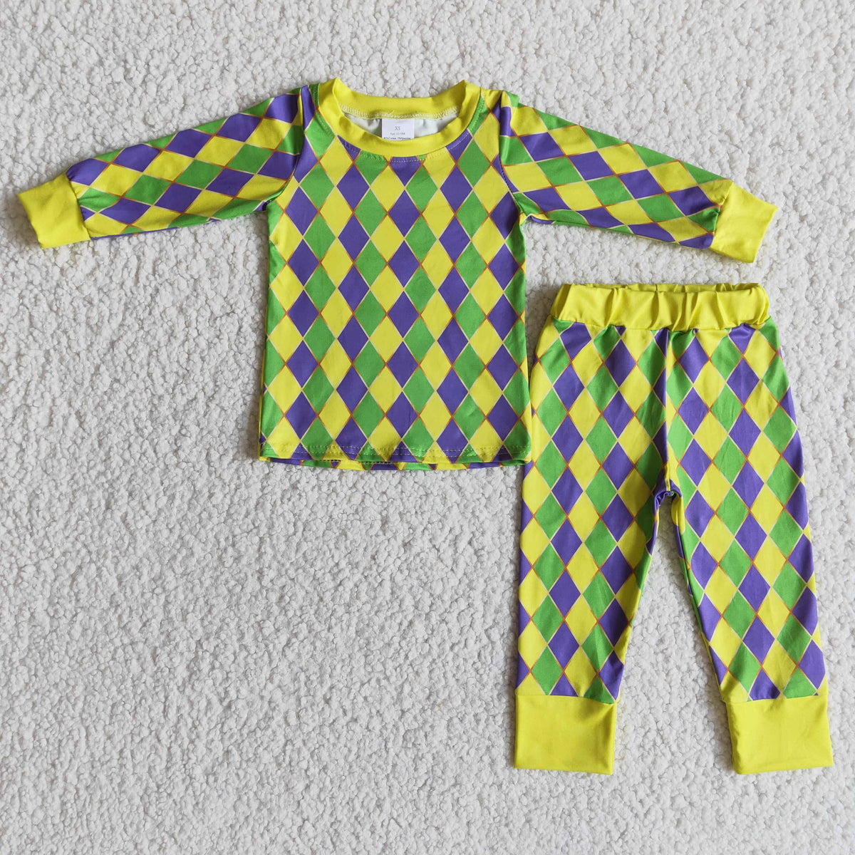 Long sleeve diamond print boy mardi gars pajamas - BIG FRENCHIES