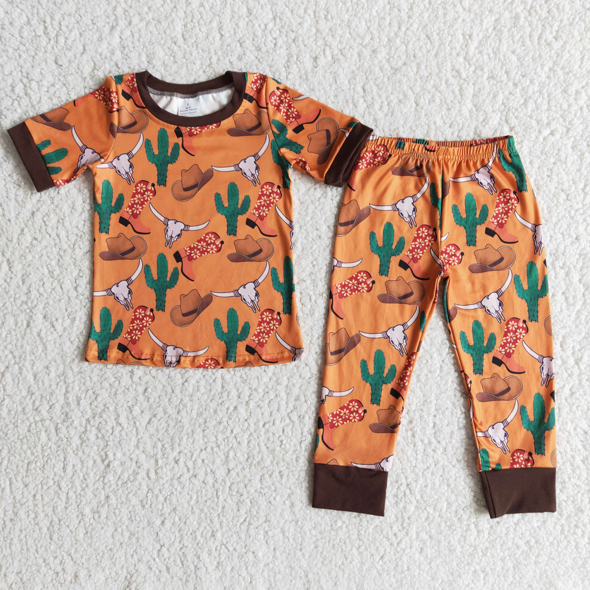 Short sleeve cactus boots boy boutique pajamas - BIG FRENCHIES