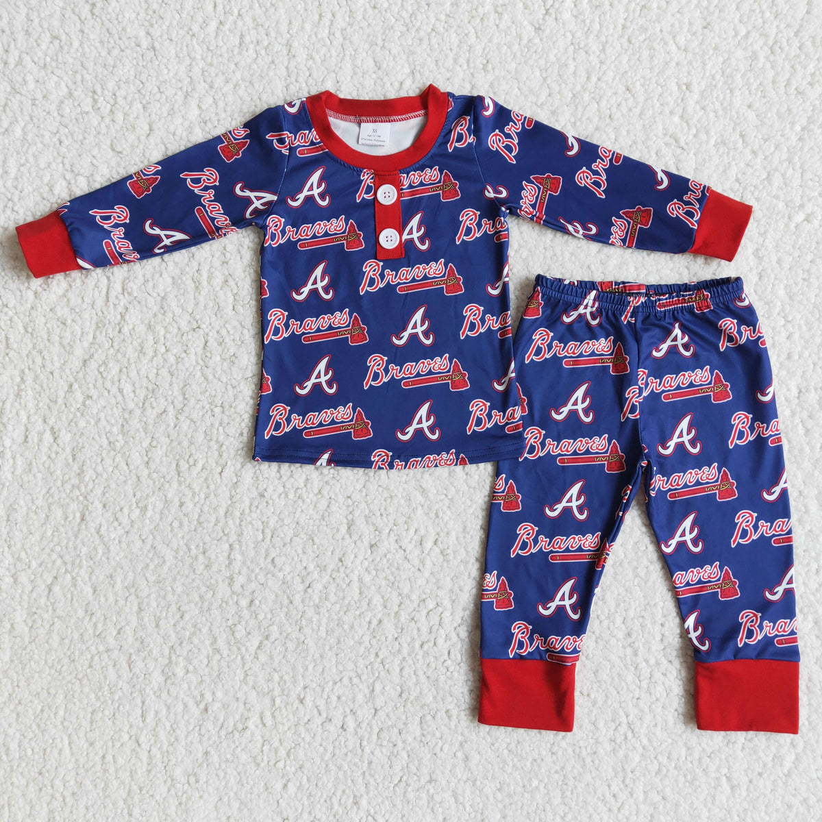 Braves print long sleeve boy team pajamas - BIG FRENCHIES