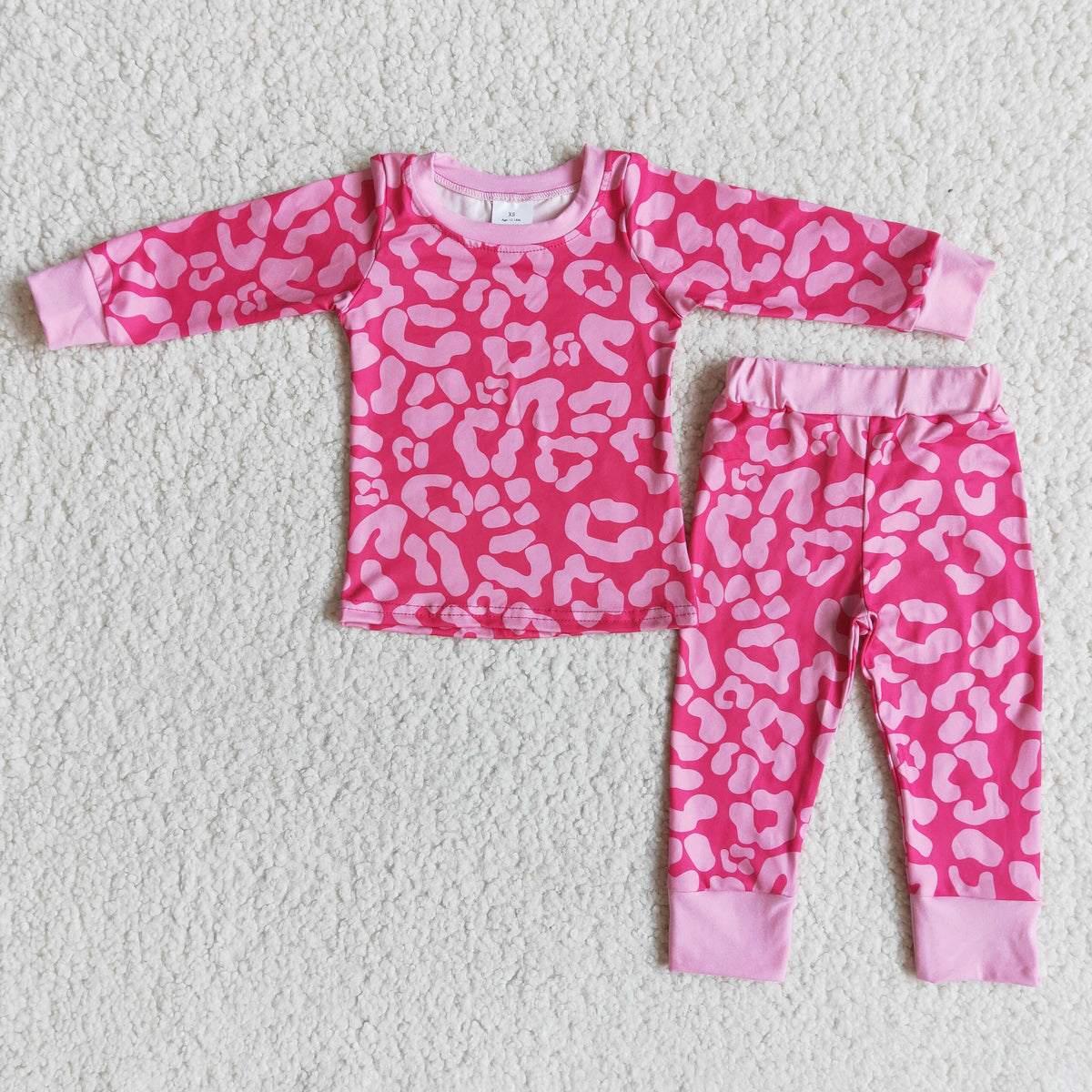 Pink leopard print baby girls valentine's day pajamas - BIG FRENCHIES