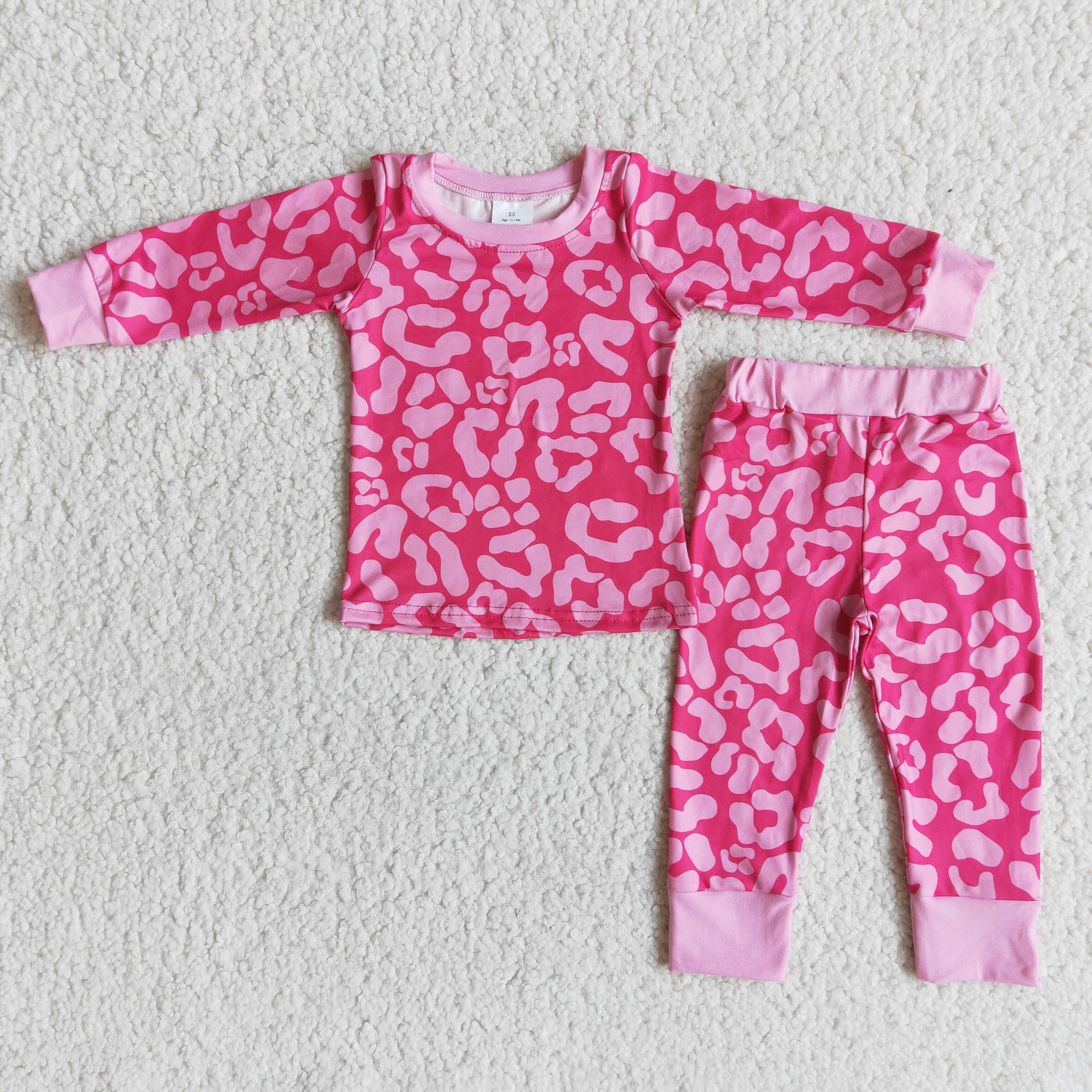 Pink leopard print baby girls valentine's day pajamas - BIG FRENCHIES