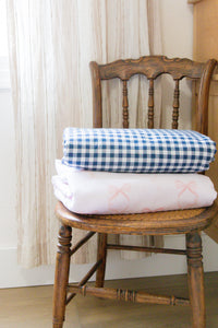 Navy Gingham Crib Quilted Blanket