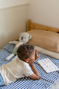 Navy Gingham Crib Quilted Blanket