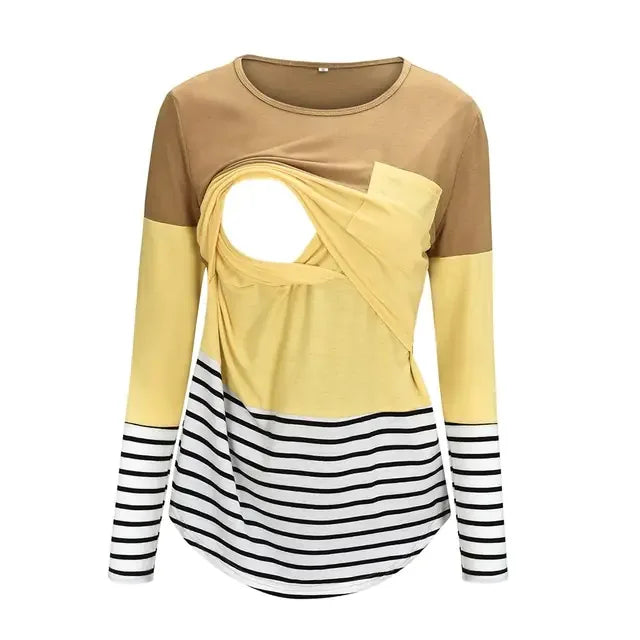 Maternity Nursing T-Shirt with Stitching and Long Sleeves - # BAGE211510102-NURSG - BIG FRENCHIES