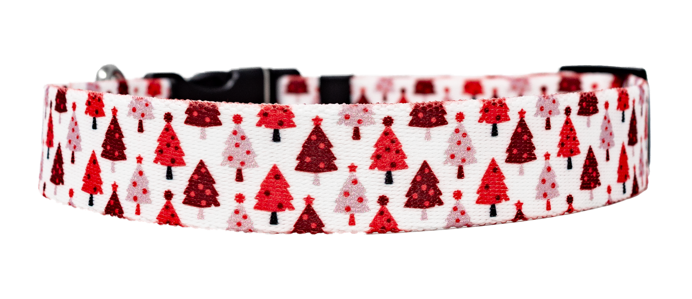 Red Christmas Trees Dog Collar