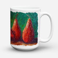 Pears Ceramic Coffee Mug 15 oz Decorative Large C Handle Mug Cup for Tea, Cocoa Hot Chocolate