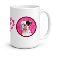 Pink Cooper the Boxer Ceramic Coffee Mug 15 oz Decorative Large C Handle Mug Cup for Tea, Cocoa Hot Chocolate