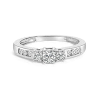 10K White Gold 1/2 Cttw Diamond Three Stone Ring