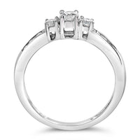 10K White Gold 1/2 Cttw Diamond Three Stone Ring