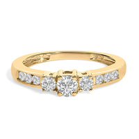 10K White Gold 1/2 Cttw Diamond Three Stone Ring