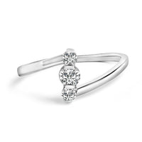 10K White Gold 1/4 Cttw Lab Grown Diamond Vertical Three Stone Ring