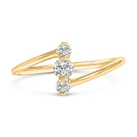 10K White Gold 1/4 Cttw Lab Grown Diamond Vertical Three Stone Ring