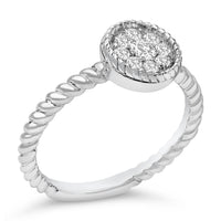 Sterling Silver 1/4 Cttw Diamond Floral Round Braided Ring