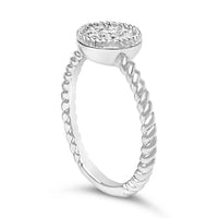 Sterling Silver 1/4 Cttw Diamond Floral Round Braided Ring