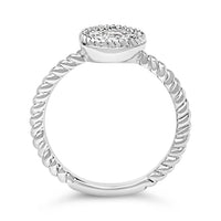 Sterling Silver 1/4 Cttw Diamond Floral Round Braided Ring