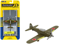 Mitsubishi A6M Zero Fighter Aircraft Green "Imperial Japanese Navy Air Service" with Runway Section Diecast Model Airplane by Runway24