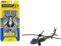 Sikorsky VH-60 White Hawk Helicopter Olive Drab with White Top "United States Presidential Helicopter - Marine One" with Runway Section Diecast Model by Runway24