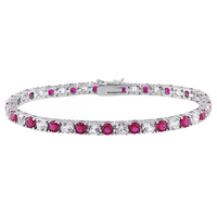 6CTW Lab-Created Ruby & White Sapphire Tennis Bracelet in 14K Gold Overlay – 7.25”