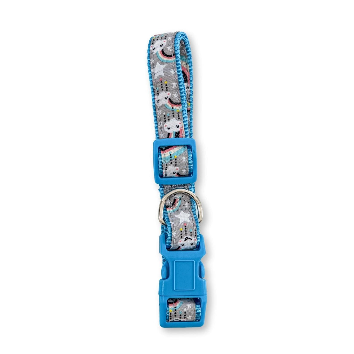 Nylon Dog Collar with Embroidered Rainbow Design, Secure & Adjustable Fit, Comfortable Wear - BIG FRENCHIES