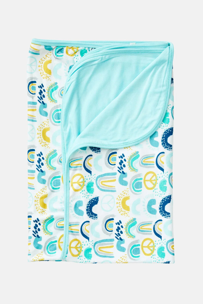 Stretchy Oversized Blanket - Rainbows Blue - BIG FRENCHIES