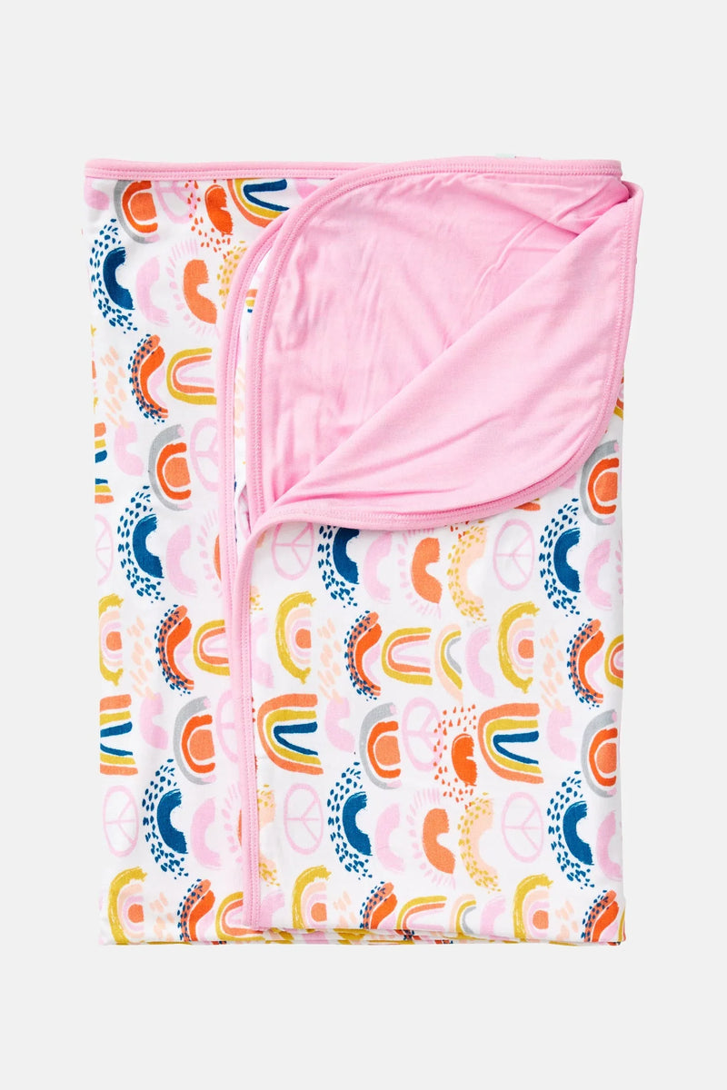 Stretchy Oversized Blanket - Rainbows Pink - BIG FRENCHIES