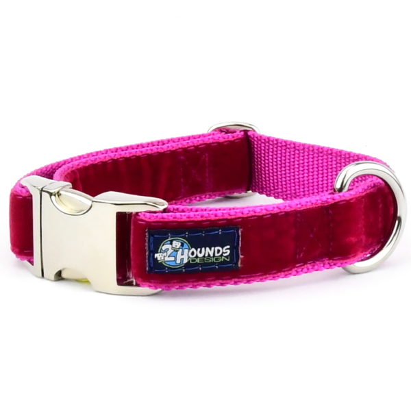 Raspberry Velvet Essential Dog Collar-Pet Collars & Leashes-BIG FRENCHIES-2 Hounds Design