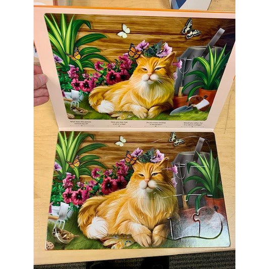 Red Cat in the Garden 13 Piece Tray Jigsaw Puzzle Quokka