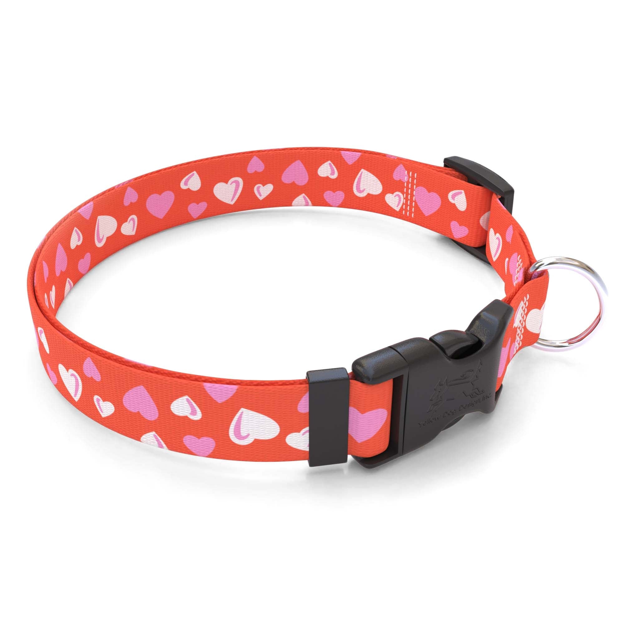 Personalized Red Hearts Dog Collar