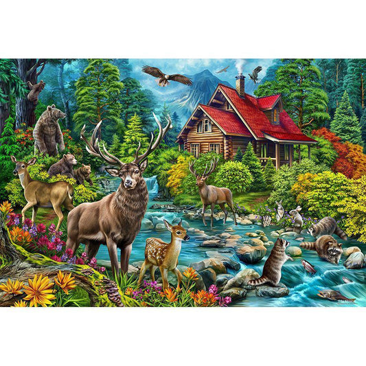 Red Roofed Cabin 2000 Piece Jigsaw Puzzle Cobble Hill - BIG FRENCHIES