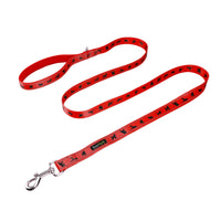 EcoBark Cherry Red Dog Leash- Padded Comfort Grip Leash with Dog Pattern - 4 ft, 5 ft, and 6 ft Leash for Small and Medium Dogs - BIG FRENCHIES