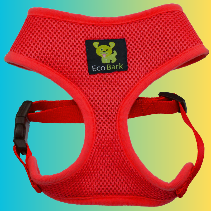 EcoBark Chery Red Dog Harness - Over-the-Head Soft Mesh Dog Vest Halter for Small to Medium Dogs and Puppies - BIG FRENCHIES