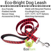 Red Plaid Dog Leash by EcoBark - Buffalo Check Padded Comfort Grip Leash for Dogs - 4ft, 5ft, and 6ft Leash for Small and Medium Dogs - BIG FRENCHIES