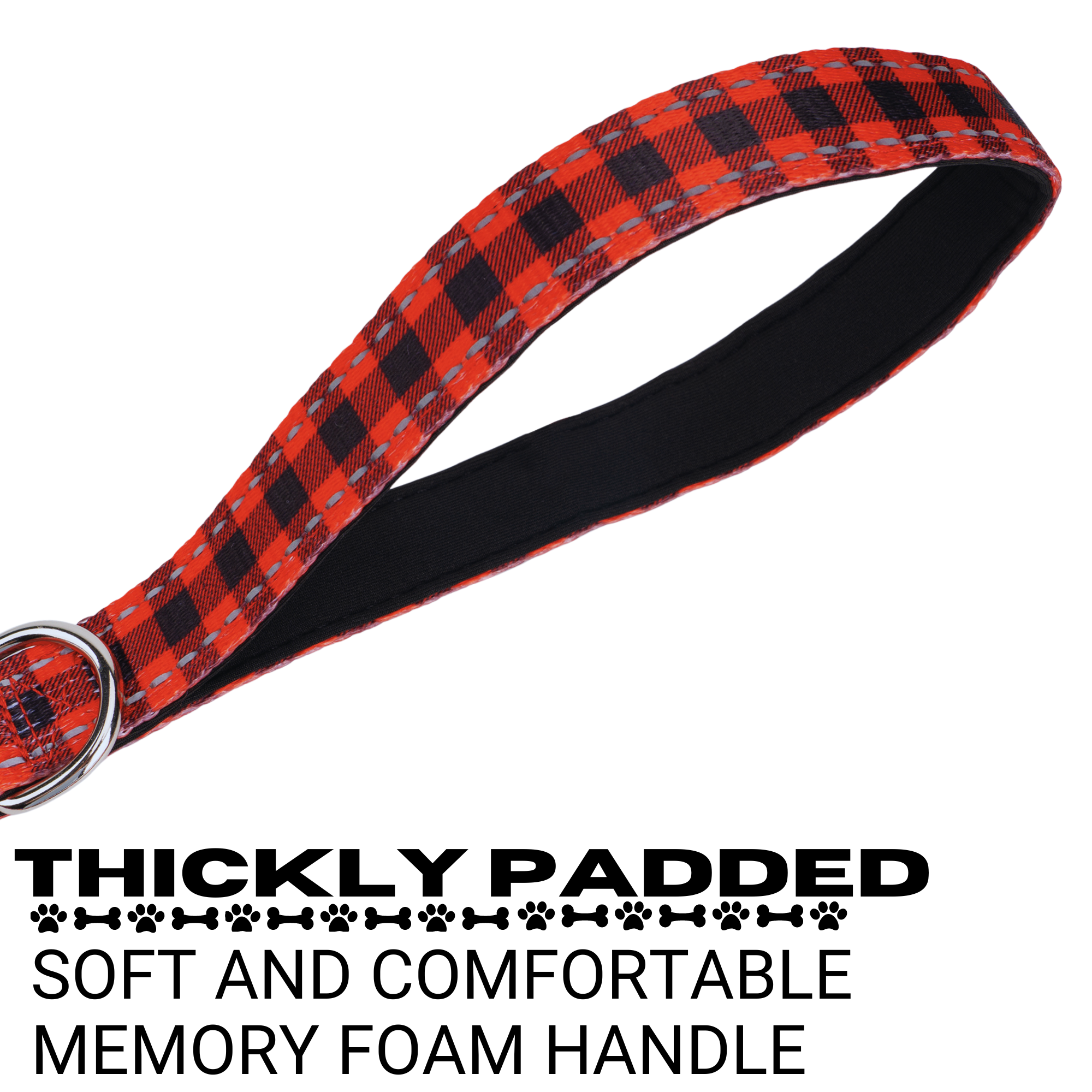 Red Plaid Dog Leash by EcoBark - Buffalo Check Padded Comfort Grip Leash for Dogs - 4ft, 5ft, and 6ft Leash for Small and Medium Dogs - BIG FRENCHIES