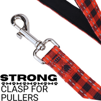 Red Plaid Dog Leash by EcoBark - Buffalo Check Padded Comfort Grip Leash for Dogs - 4ft, 5ft, and 6ft Leash for Small and Medium Dogs - BIG FRENCHIES