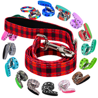Red Plaid Dog Leash by EcoBark - Buffalo Check Padded Comfort Grip Leash for Dogs - 4ft, 5ft, and 6ft Leash for Small and Medium Dogs - BIG FRENCHIES