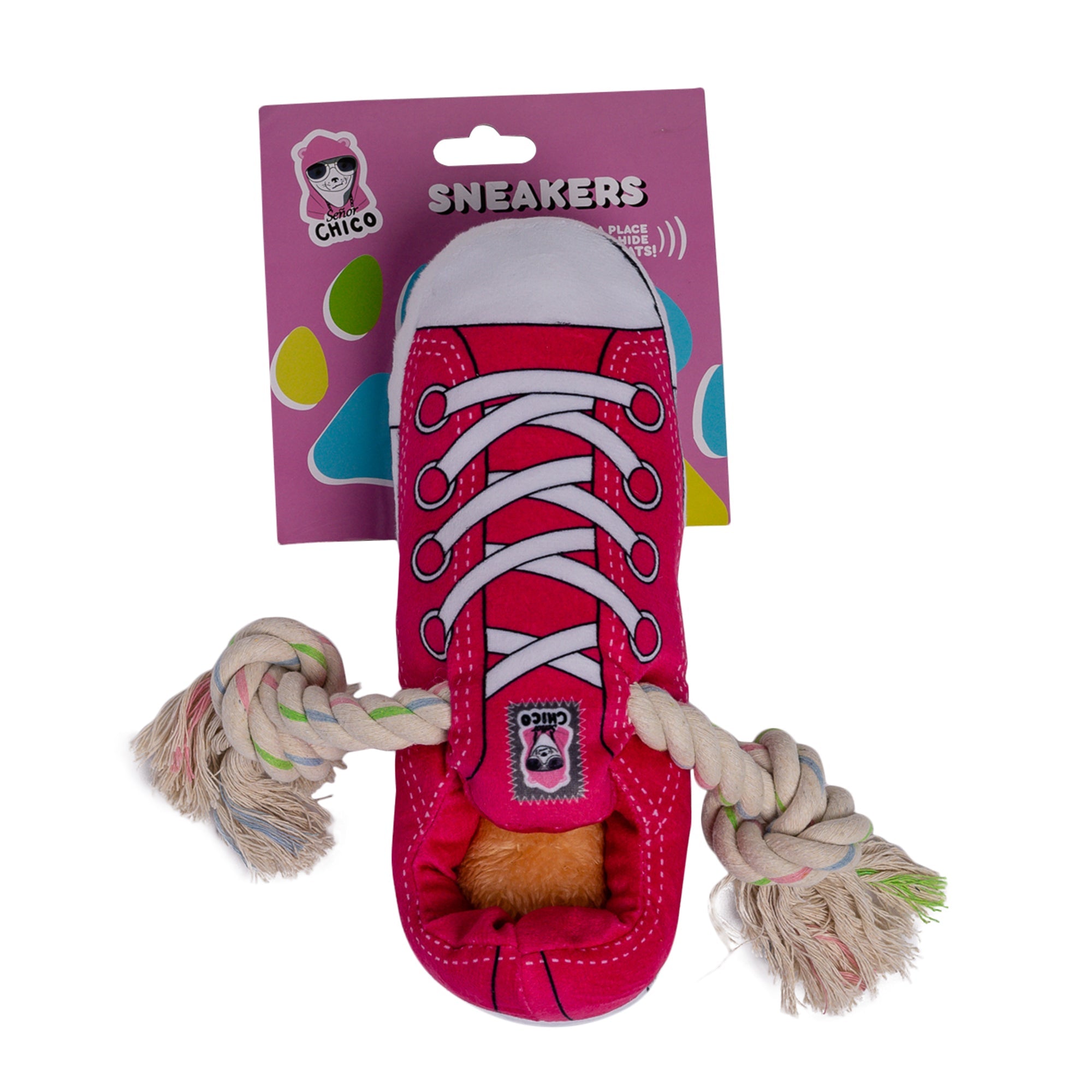 Squeaky Comfort Plush Sneaker Dog Toy – with Treat Compartment, Safe & Durable – Pink - BIG FRENCHIES