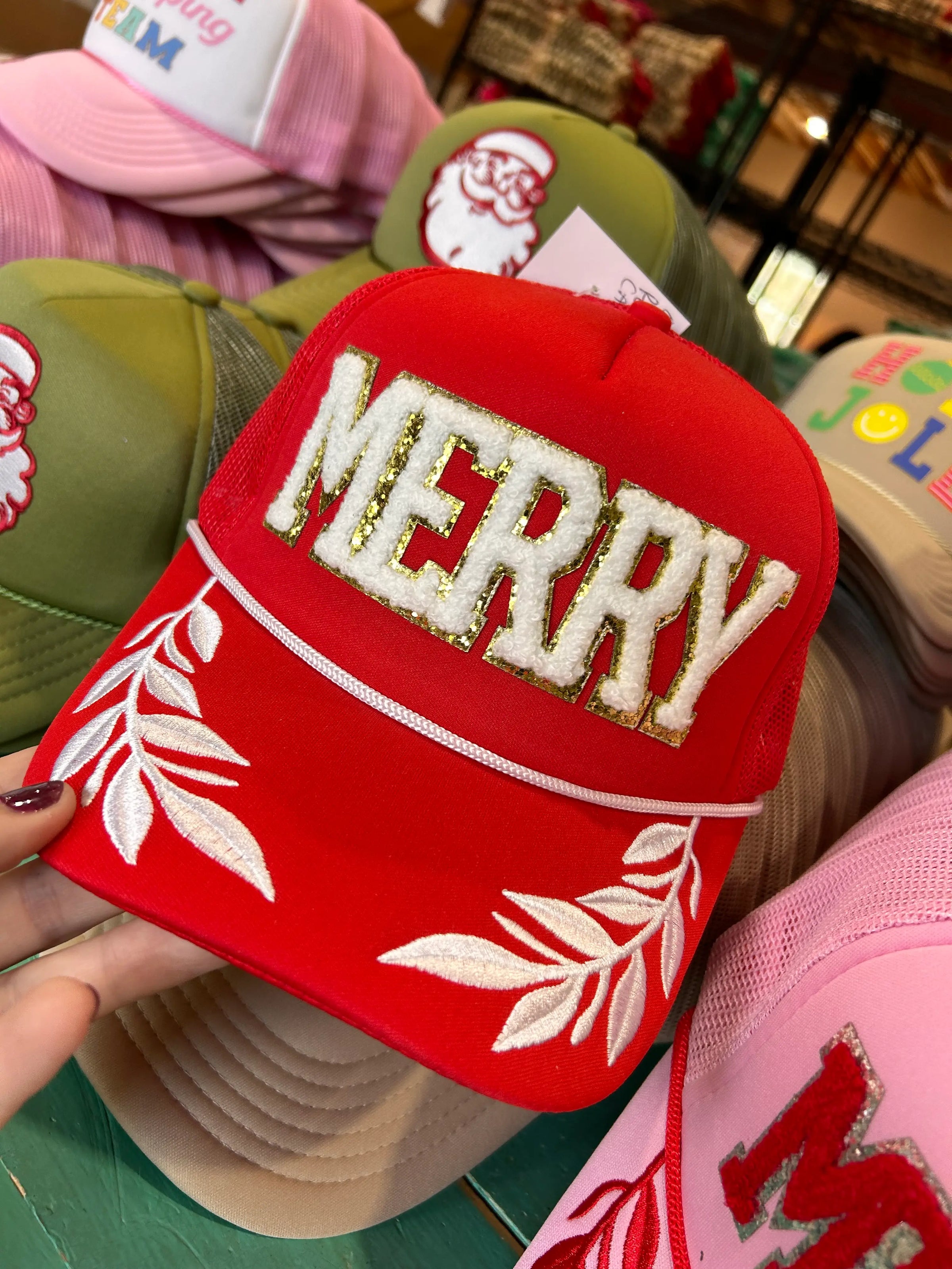 Red Chenille Merry Trucker - BIG FRENCHIES
