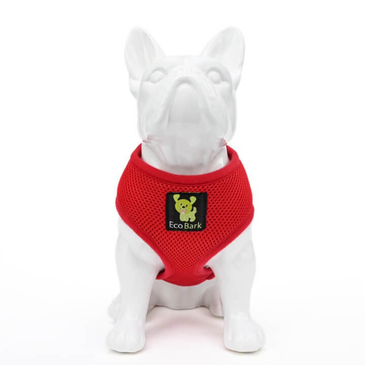 EcoBark Chery Red Dog Harness - Over-the-Head Soft Mesh Dog Vest Halter for Small to Medium Dogs and Puppies - BIG FRENCHIES