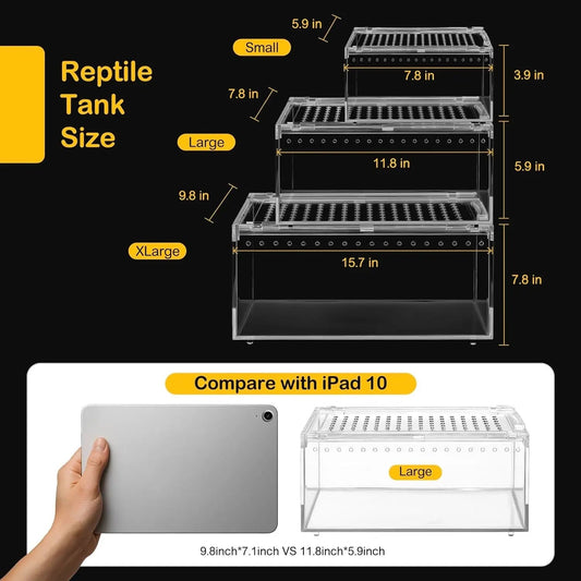 Reptile PC Terrarium Starter Kit Enclosure for Spiders, Geckos & Insects