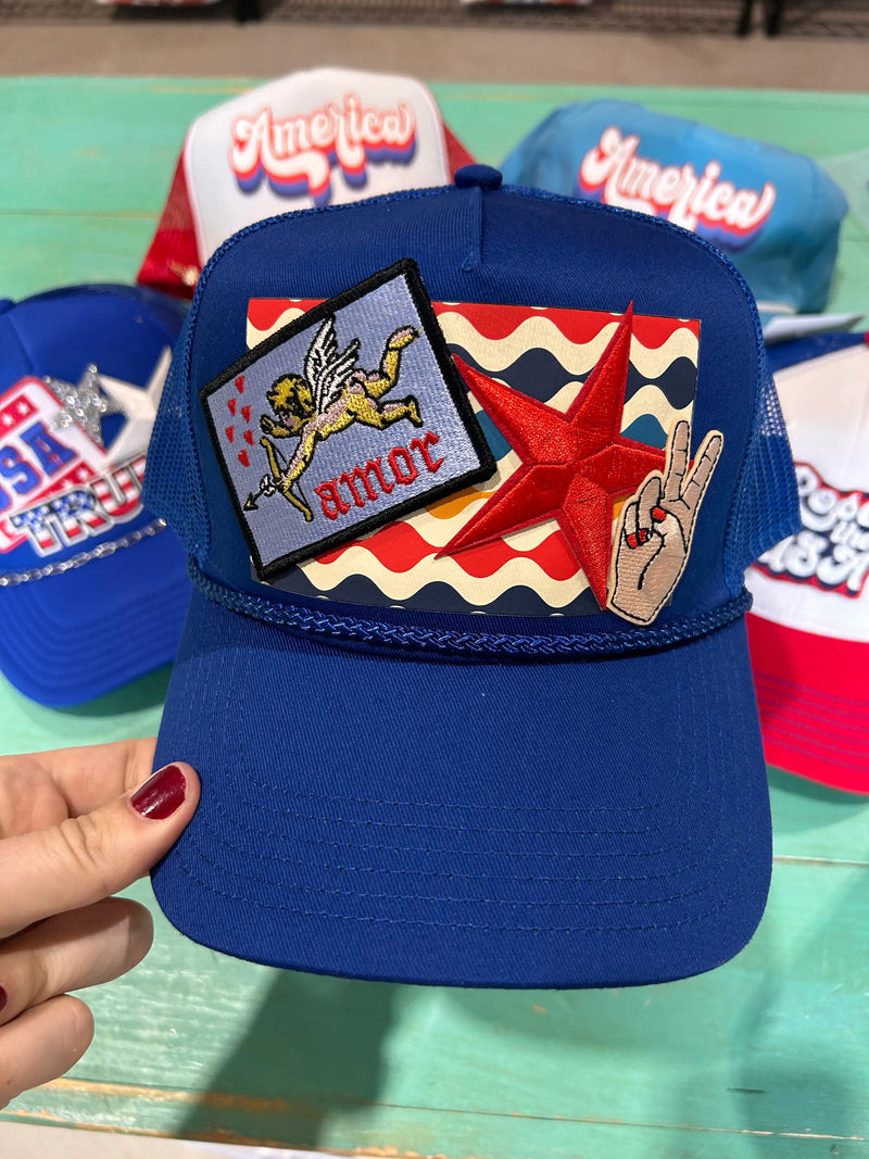 Retro Amor Red, White, & Blue Trucker - BIG FRENCHIES