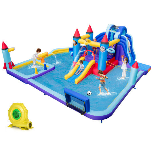 Rocket Theme Inflatable Water Slide Park with 1100W Blower - BIG FRENCHIES