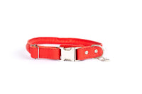 Rolled Style Red Leather Quick-Release Dog Collar - BIG FRENCHIES