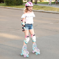 Roller Skates for Teens 4 Sizes Adjustable with Light-up Wheels for Boys Girls Ages 13+
