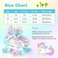 Roller Skates for Teens 4 Sizes Adjustable with Light-up Wheels for Boys Girls Ages 13+