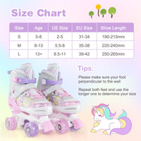 Roller Skates for Teens 4 Sizes Adjustable with Light-up Wheels for Boys Girls Ages 13+